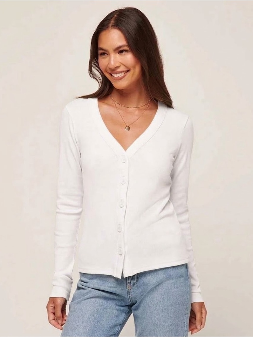 NWT Travis Mathew So Brunch Long Sleeve V-Neck Button up Top White XS